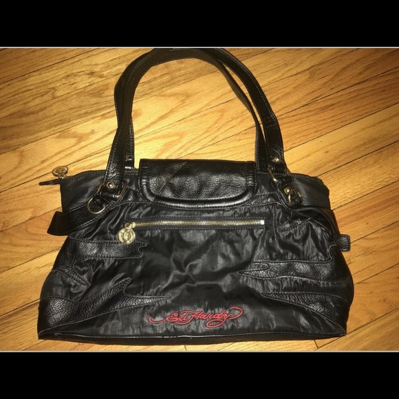 VERY CHIC Ed Hardy Christian Audigier Metallic Gold Black Tiger Purse Handbag - Picture 5 of 11